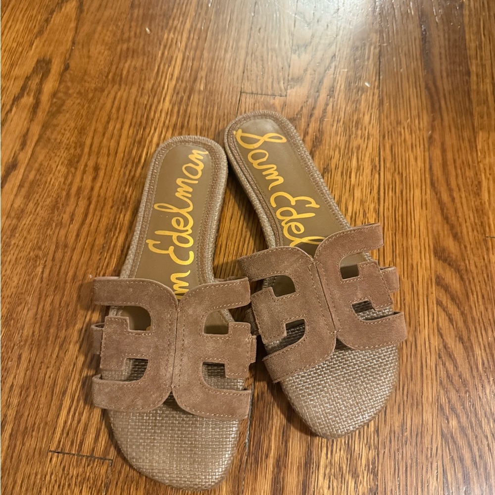 Sam Edelman Taupe Suede Slide Sandals
